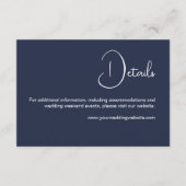 Details zur Minimal Navy Blue Hochzeit Begleitkarte (Vorderseite)