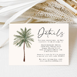Details zur Minimal Palm Tree-Hochzeitkarte Begleitkarte