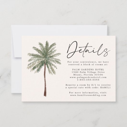 Details zur Minimal Palm Tree-Hochzeitkarte Einladung (Vorderseite)