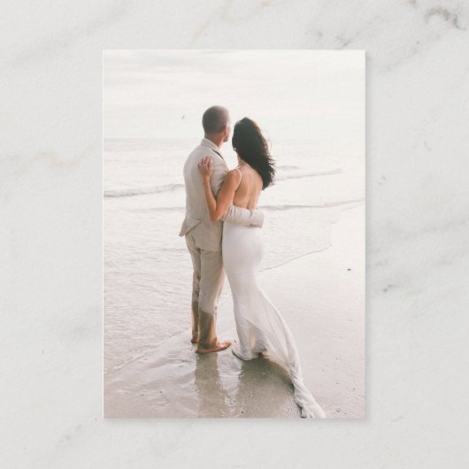 Details zur Minimal Watercolor Beach Hochzeitkarte Begleitkarte (Rückseite)