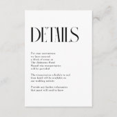 Details zur Minimalistischen Chic Hochzeit Begleitkarte (Vorderseite)