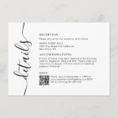 Details zur modernen Chic Script-Hochzeit Begleitkarte (Vorderseite)