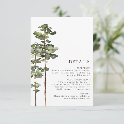 Details zur modernen Waldhochzeit Begleitkarte (Stehend Vorderseite)