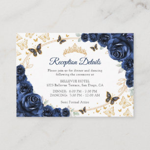 Details zur Navy-Gold-Quinceanera-Rezeption Begleitkarte