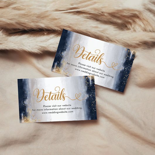 Details zur Navy und Gold Baby Duschkarte Begleitkarte