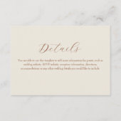 Details zur neutralen Creme-Hochzeitkarte Begleitkarte (Vorderseite)