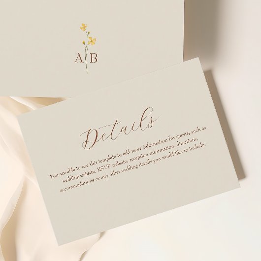 Details zur neutralen Creme-Hochzeitkarte Begleitkarte