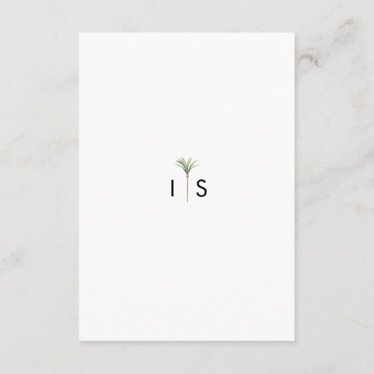 Details zur Palm Tree-Hochzeit in Urlaubsort Begleitkarte (Rückseite)