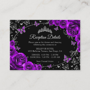 Details zur Purple Silver Quinceanera-Rezeption Begleitkarte