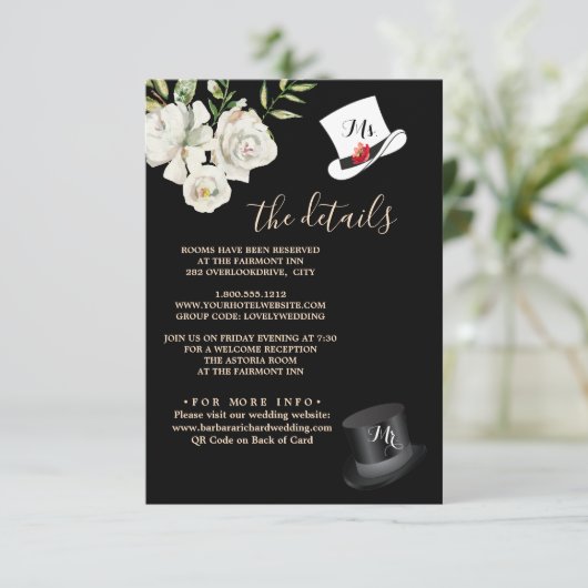 Details zur QR-Abschlusskarte für Schwarzweiß-Hoch RSVP Karte (Stehend Vorderseite)