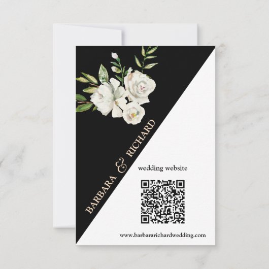 Details zur QR-Abschlusskarte für Schwarzweiß-Hoch RSVP Karte (Rückseite)