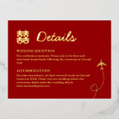 Details zur Red Double glücklich Hochzeit in Urlau Folie Einladungspostkarte (Vorderseite)