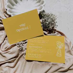 Details zur Retro Hand gelb gezeichnet Hochzeit Begleitkarte