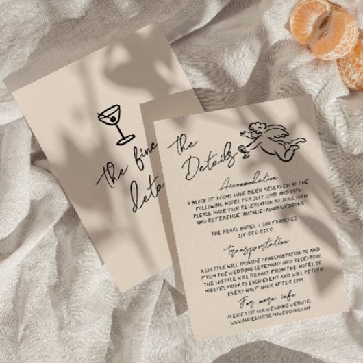 Details zur Retro Hand Gezeichnet Hochzeit Begleitkarte