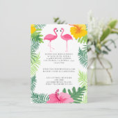 Details zur rosa Flamingo Tropical Wedding Begleitkarte (Stehend Vorderseite)