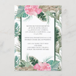 Details zur rosa Flamingo Tropical Wedding Begleitkarte