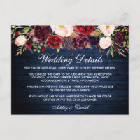 Details zur rustikalen Blue Wood Floral Wedding Ca