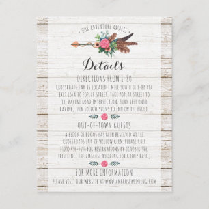 Details zur rustikalen Bohemischen Arrow-Hochzeit  Begleitkarte