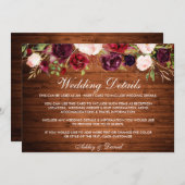 Details zur rustikalen Burgunder Blumenzwiebelkart Save The Date (Vorne/Hinten)