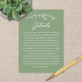 Details zur rustikalen Grünen Wildblume Hochzeit Begleitkarte