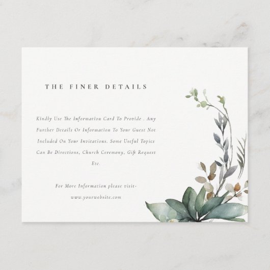 Details zur Rustikalen Grünfolienkleidung Begleitkarte (Vorderseite)