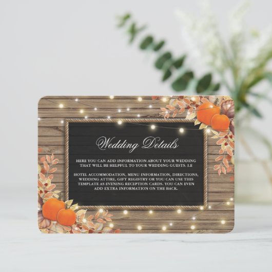 Details zur rustikalen Hochzeit im Herbst im Herbs Begleitkarte (Stehend Vorderseite)