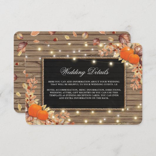 Details zur rustikalen Hochzeit im Herbst im Herbs Begleitkarte (Vorne/Hinten)