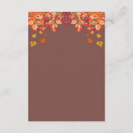 Details zur rustikalen Hochzeit im Herbst im Herbs Begleitkarte (Rückseite)