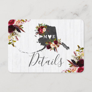 Details zur rustikalen Hochzeit in Alaska Einladung