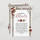 Details zur rustikalen Hochzeit in Burgund Begleitkarte (Vorne/Hinten)