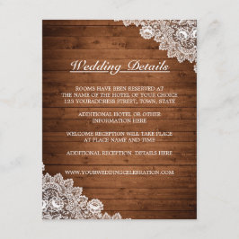 Details zur rustikalen Hochzeit von Holz und Weißs Begleitkarte