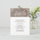 Details zur rustikalen Holzhochzeit Begleitkarte (Stehend Vorderseite)