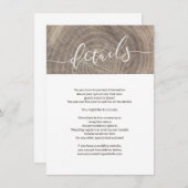 Details zur rustikalen Holzhochzeit Begleitkarte (Vorne/Hinten)