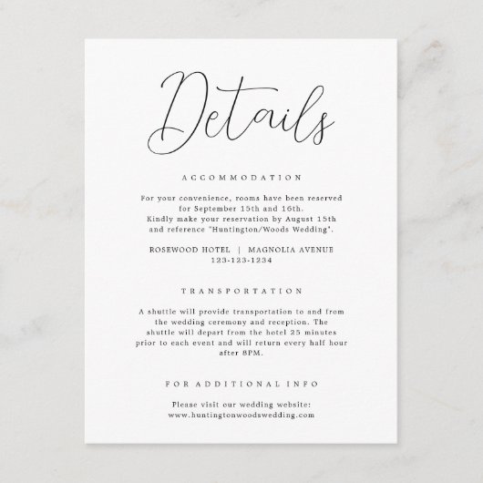 Details zur rustikalen Kalligrafie Begleitkarte (Vorderseite)