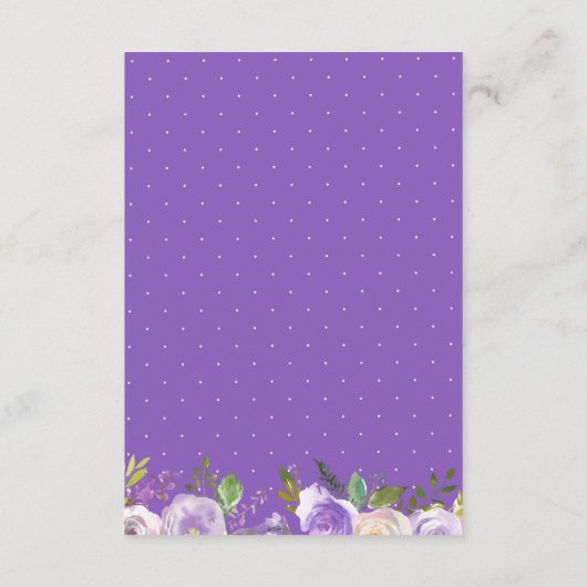 Details zur rustikalen Lila Creme Blumenkarte Begleitkarte (Rückseite)