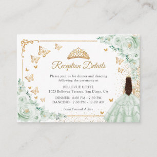 Details zur Sage Green Gold Quinceanera-Rezeption Begleitkarte