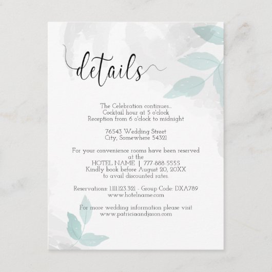 Details zur sanften Münze und zur grauen Hochzeit Begleitkarte (Vorderseite)