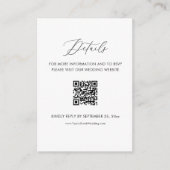 Details zur Schwarz-Weiß-Hochzeit Website Qr-Code Begleitkarte (Vorderseite)