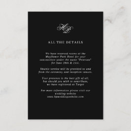 Details zur Schwarzen Hochzeit in Monogram-Skript Begleitkarte