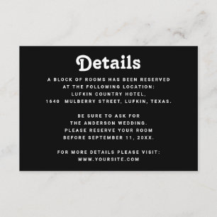 Details zur schwarzen Hochzeit Minimalistische I Begleitkarte