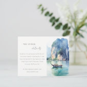 Details zur Soft Coastal Thailand Seascape Wedding Begleitkarte (Stehend Vorderseite)