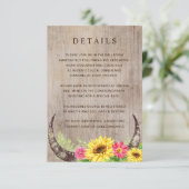 Details zur Sonnenblumenkarte auf Holz mit Hörnern Begleitkarte (Stehend Vorderseite)