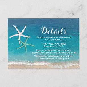 Details zur Strandhochzeit mit Seesternen Begleitkarte