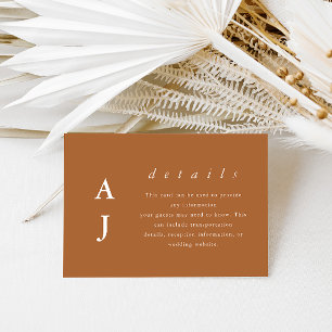 Details zur Terracotta-Hochzeit in Minimal Monogra Begleitkarte