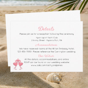 Details zur tropischen Hochzeit am Pink Flamingo B Begleitkarte