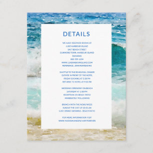 Details zur tropischen Strandhochzeit Begleitkarte