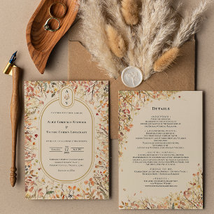 Details zur Vintagen Herbstbeige-Hochzeitsszenogra Einladung
