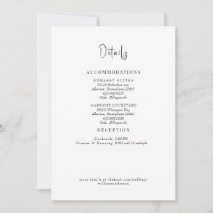 Details zur weißen Hochzeit beigefügt Einladung