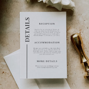 Details zur weißen Hochzeit in sauberer Linie Begleitkarte