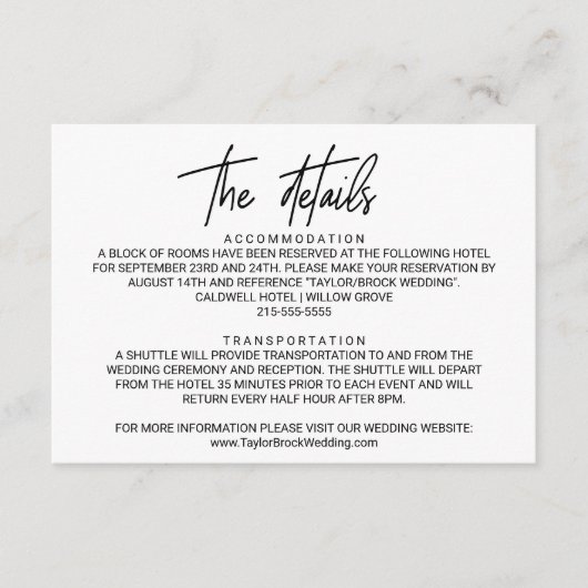 Details zur Whimsikkalligrafie Begleitkarte (Vorderseite)